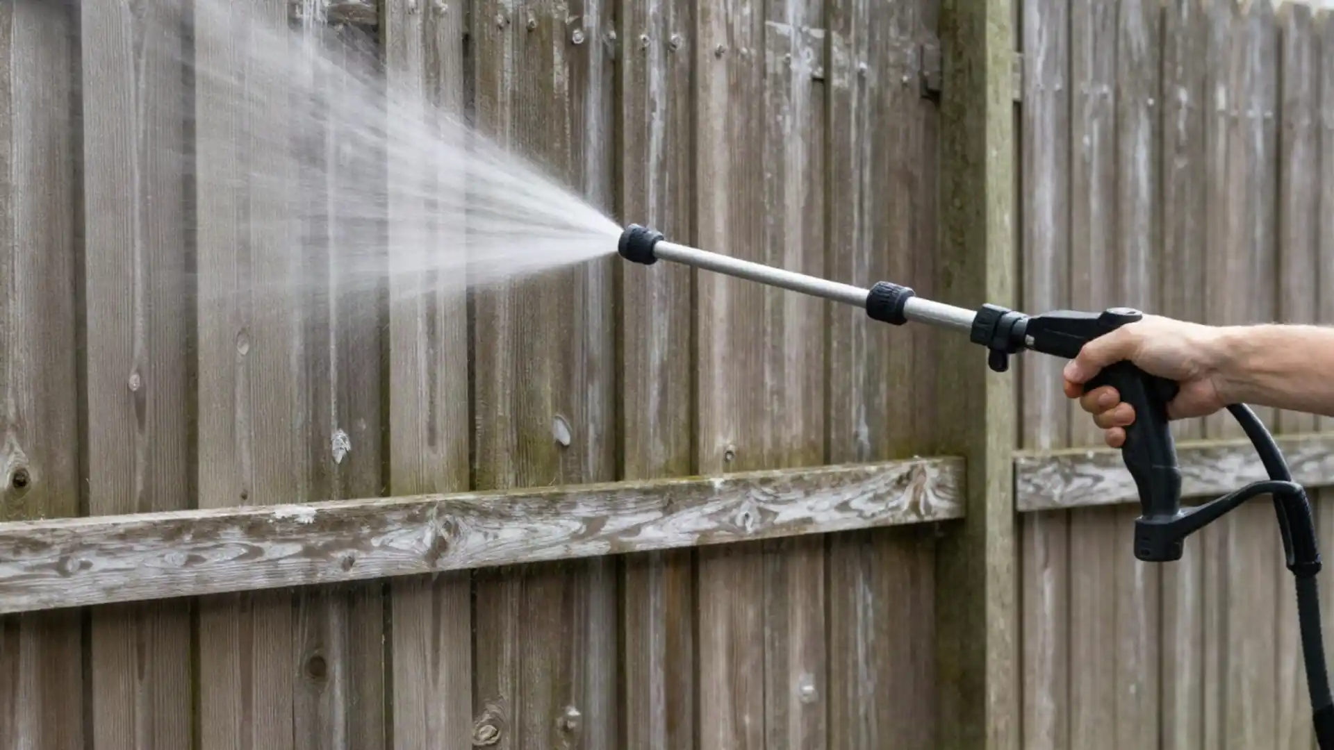Washing mildew off a weathered wood privacy fence