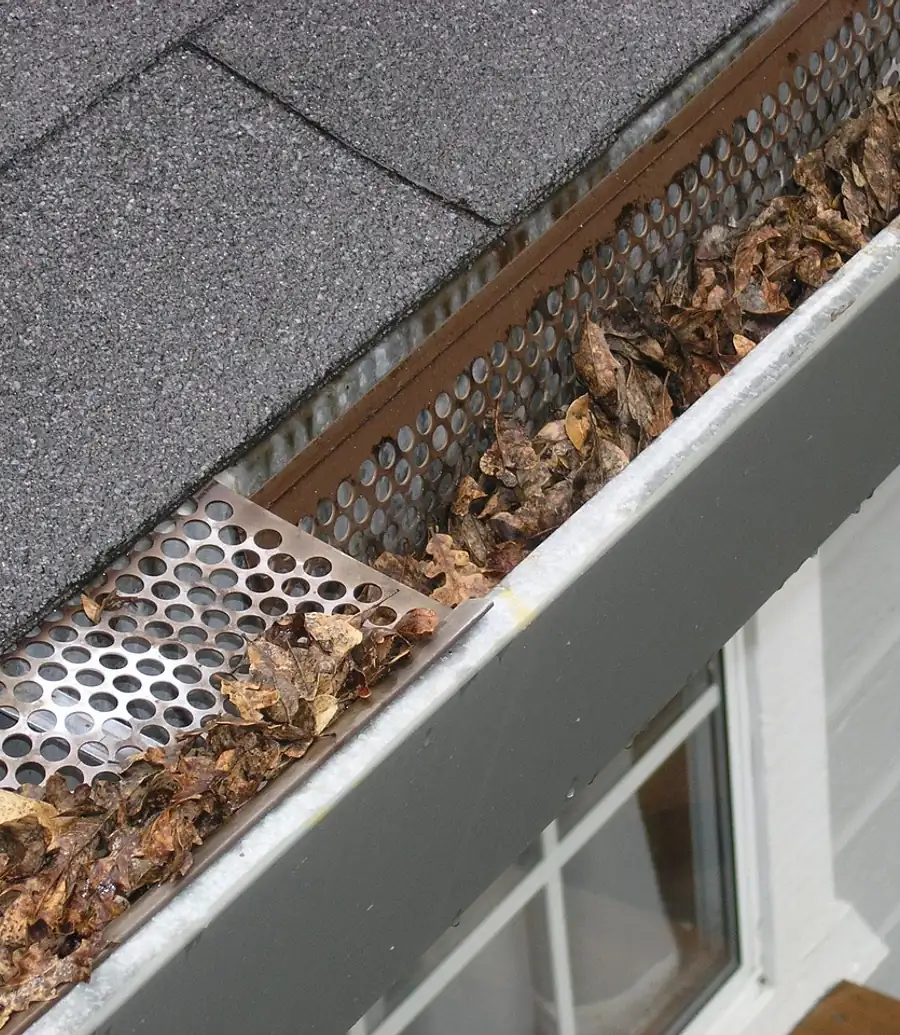 Mesh gutter guard installed over a residential gutter