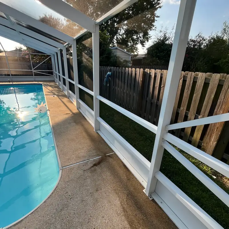 The same pool cage frame after cleaning
